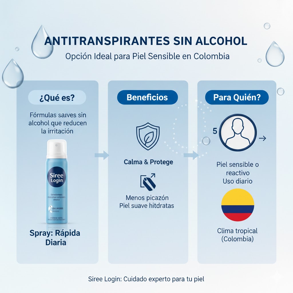Antitranspirantes sin alcohol: opción ideal para piel sensible en Colombia