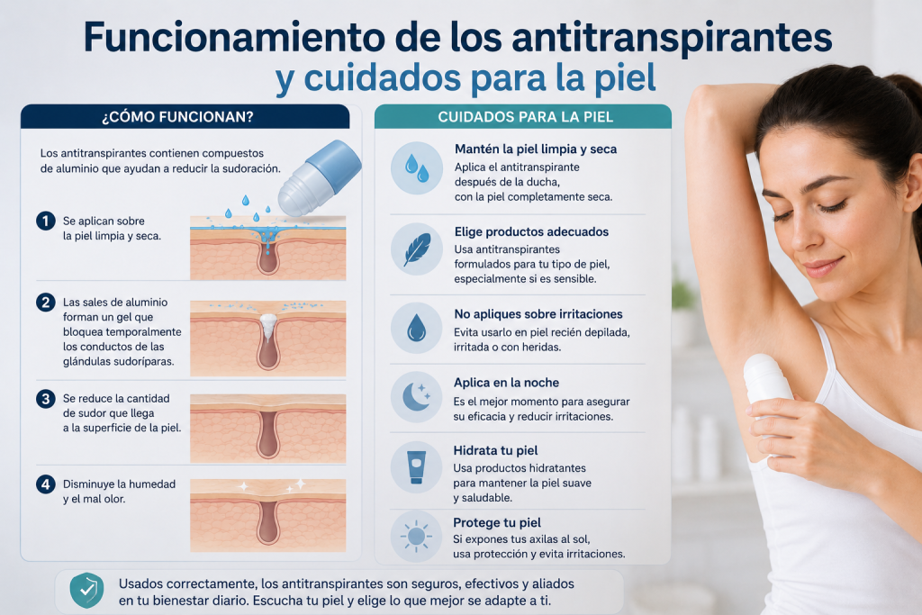 ¿Qué marcas de antitranspirantes recomiendan los dermatólogos en Colombia? Funcionamiento de los antitranspirantes y cuidados para la piel