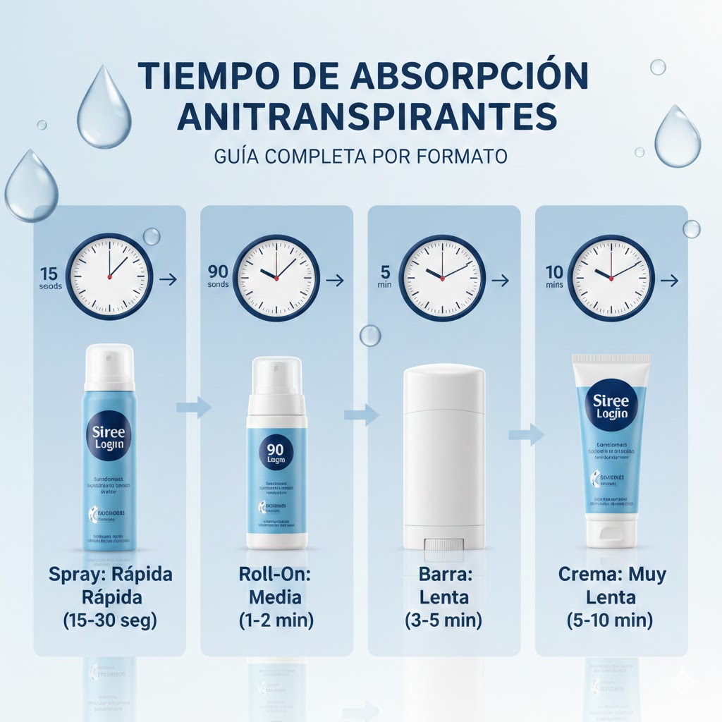 Tiempo de absorción de los antitranspirantes según su formato: Guía completa