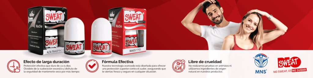¿Qué es mejor, desodorante o antitranspirante? 2 banner de productos y beneficios con personas sonriendo sintiendo la frescura y comodidad en sus axilas, textos descripctivos sobre los beneficios de Distribuidora de Productos para el Cuidado Personal No Sweat